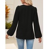 MEROKEETY Women’s Fall Long Sleeve Blouse Shirt 2025 Dressy Casual Crochet Lace V Neck Swiss Dot Tops(Black)