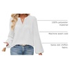 MEROKEETY Women’s Fall Long Sleeve Blouse Shirt 2025 Dressy Casual Crochet Lace V Neck Swiss Dot Tops(White)
