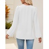 MEROKEETY Women’s Fall Long Sleeve Blouse Shirt 2025 Dressy Casual Crochet Lace V Neck Swiss Dot Tops(White)