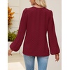 MEROKEETY Women’s Fall Long Sleeve Blouse Shirt 2025 Dressy Casual Crochet Lace V Neck Swiss Dot Tops(Wine Red)