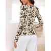 MEROKEETY Womens Fall Long Sleeve Floral Mesh Blouse Top 2026 Dressy Casual(Apricot)