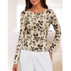 MEROKEETY Womens Fall Long Sleeve Floral Mesh Blouse Top 2026 Dressy Casual(Apricot)