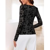 MEROKEETY Womens Fall Long Sleeve Floral Mesh Blouse Top 2026 Dressy Casual(Black)