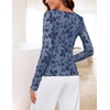 MEROKEETY Womens Fall Long Sleeve Floral Mesh Blouse Top 2026 Dressy Casual(Dustyblue)