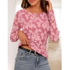 MEROKEETY Womens Fall Long Sleeve Floral Mesh Blouse Top 2026 Dressy Casual(Pink)