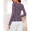MEROKEETY Womens Fall Long Sleeve Floral Mesh Blouse Top 2026 Dressy Casual(Purple)