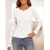 MEROKEETY Womens Fall Long Sleeve Floral Mesh Blouse Top 2026 Dressy Casual(White)