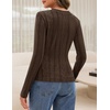MEROKEETY Womens Fall Long Sleeve V Neck Top Trendy Shirt Business Casual(Brown)