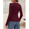 MEROKEETY Womens Fall Long Sleeve V Neck Top Trendy Shirt Business Casual(Burgundy)