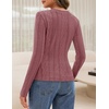 MEROKEETY Womens Fall Long Sleeve V Neck Top Trendy Shirt Business Casual(Grey Purple)