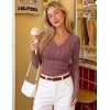 MEROKEETY Womens Fall Long Sleeve V Neck Top Trendy Shirt Business Casual(Grey Purple)