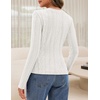 MEROKEETY Womens Fall Long Sleeve V Neck Top Trendy Shirt Business Casual(White)