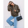MEROKEETY Womens Fall Winter Oversized Faux Leather Bomber Jacket Coat 2026(Armygreen)