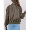 MEROKEETY Womens Fall Winter Oversized Faux Leather Bomber Jacket Coat 2026(Armygreen)