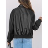 MEROKEETY Womens Fall Winter Oversized Faux Leather Bomber Jacket Coat 2026(Black)
