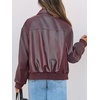 MEROKEETY Womens Fall Winter Oversized Faux Leather Bomber Jacket Coat 2026(Burgundy)