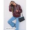 MEROKEETY Womens Fall Winter Oversized Faux Leather Bomber Jacket Coat 2026(Burgundy)