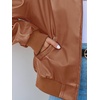 MEROKEETY Womens Fall Winter Oversized Faux Leather Bomber Jacket Coat 2026(Caramel)
