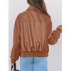 MEROKEETY Womens Fall Winter Oversized Faux Leather Bomber Jacket Coat 2026(Caramel)