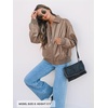 MEROKEETY Womens Fall Winter Oversized Faux Leather Bomber Jacket Coat 2026(Khaki)