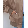 MEROKEETY Womens Fall Winter Oversized Faux Leather Bomber Jacket Coat 2026(Khaki)