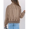MEROKEETY Womens Fall Winter Oversized Faux Leather Bomber Jacket Coat 2026(Khaki)