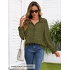 MEROKEETY Women’s Lace Long Sleeve Shirts Dressy Casual Tops Sheer Blouses(Armygreen)