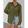 MEROKEETY Women’s Lace Long Sleeve Shirts Dressy Casual Tops Sheer Blouses(Armygreen)