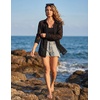 MEROKEETY Women’s Lace Long Sleeve Shirts Dressy Casual Tops Sheer Blouses(Black)