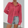 MEROKEETY Women’s Lace Long Sleeve Shirts Dressy Casual Tops Sheer Blouses(Watermelon)