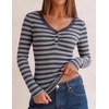 MEROKEETY Women’s Lace Trim V Neck Cute Tops Long Sleeve Henley Shirt(Darkgrey)