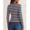 MEROKEETY Women’s Lace Trim V Neck Cute Tops Long Sleeve Henley Shirt(Darkgrey)