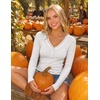 MEROKEETY Women’s Lace Trim V Neck Cute Tops Long Sleeve Henley Shirt(Stripegrey)
