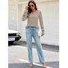 MEROKEETY Womens Long Sleeve Tops Fall Winter Ribbed Sweaters Casual Shirts(Apricot)