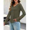 MEROKEETY Womens Long Sleeve Tops Fall Winter Ribbed Sweaters Casual Shirts(Armygreen)