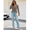 MEROKEETY Womens Long Sleeve Tops Fall Winter Ribbed Sweaters Casual Shirts(Brown)