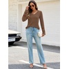 MEROKEETY Womens Long Sleeve Tops Fall Winter Ribbed Sweaters Casual Shirts(Coffee)