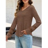 MEROKEETY Womens Long Sleeve Tops Fall Winter Ribbed Sweaters Casual Shirts(Coffee)