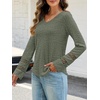 MEROKEETY Womens Long Sleeve Tops Fall Winter Ribbed Sweaters Casual Shirts(Dustygreen)