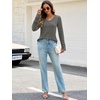 MEROKEETY Womens Long Sleeve Tops Fall Winter Ribbed Sweaters Casual Shirts(Grey)