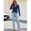 MEROKEETY Womens Long Sleeve Tops Fall Winter Ribbed Sweaters Casual Shirts(Navy)