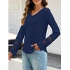 MEROKEETY Womens Long Sleeve Tops Fall Winter Ribbed Sweaters Casual Shirts(Navy)