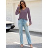 MEROKEETY Womens Long Sleeve Tops Fall Winter Ribbed Sweaters Casual Shirts(Purple)