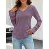 MEROKEETY Womens Long Sleeve Tops Fall Winter Ribbed Sweaters Casual Shirts(Purple)