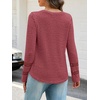 MEROKEETY Womens Long Sleeve Tops Fall Winter Ribbed Sweaters Casual Shirts(Red)