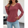 MEROKEETY Womens Long Sleeve Tops Fall Winter Ribbed Sweaters Casual Shirts(Red)