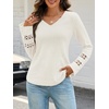 MEROKEETY Womens Long Sleeve Tops Fall Winter Ribbed Sweaters Casual Shirts(White)
