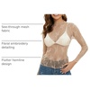 MEROKEETY Womens Mesh Sheer Lace Long Sleeve Mock Neck Blouse Shirt Tops(Lightkhaki)