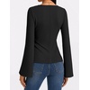 MEROKEETY Womens Peplum Tops Long Sleeve Fall Dressy Business Casual Blouse(Black)