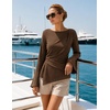 MEROKEETY Womens Peplum Tops Long Sleeve Fall Dressy Business Casual Blouse(Brown)